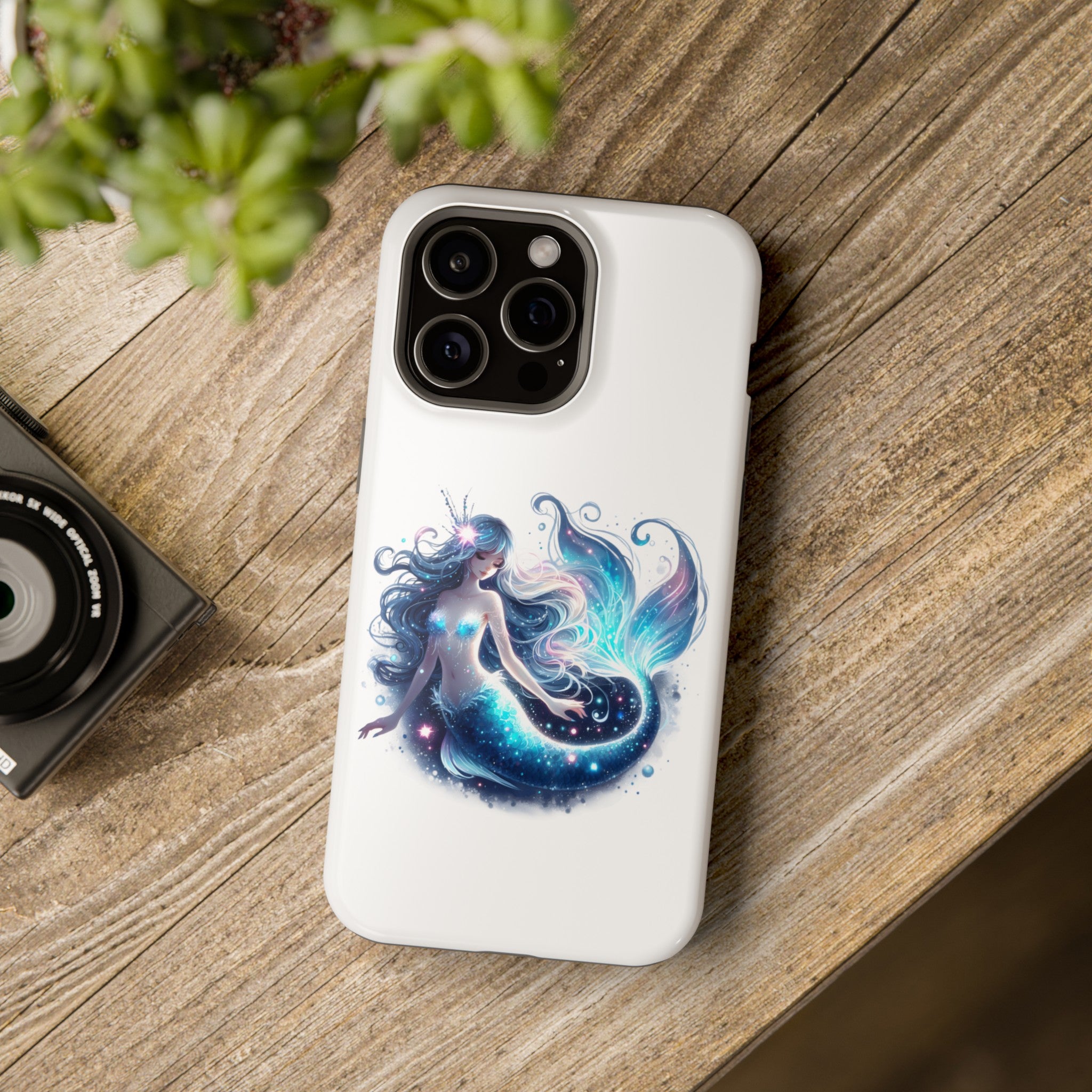 Sleepy Mermaid White Phone Case – Dual-Layer Protection