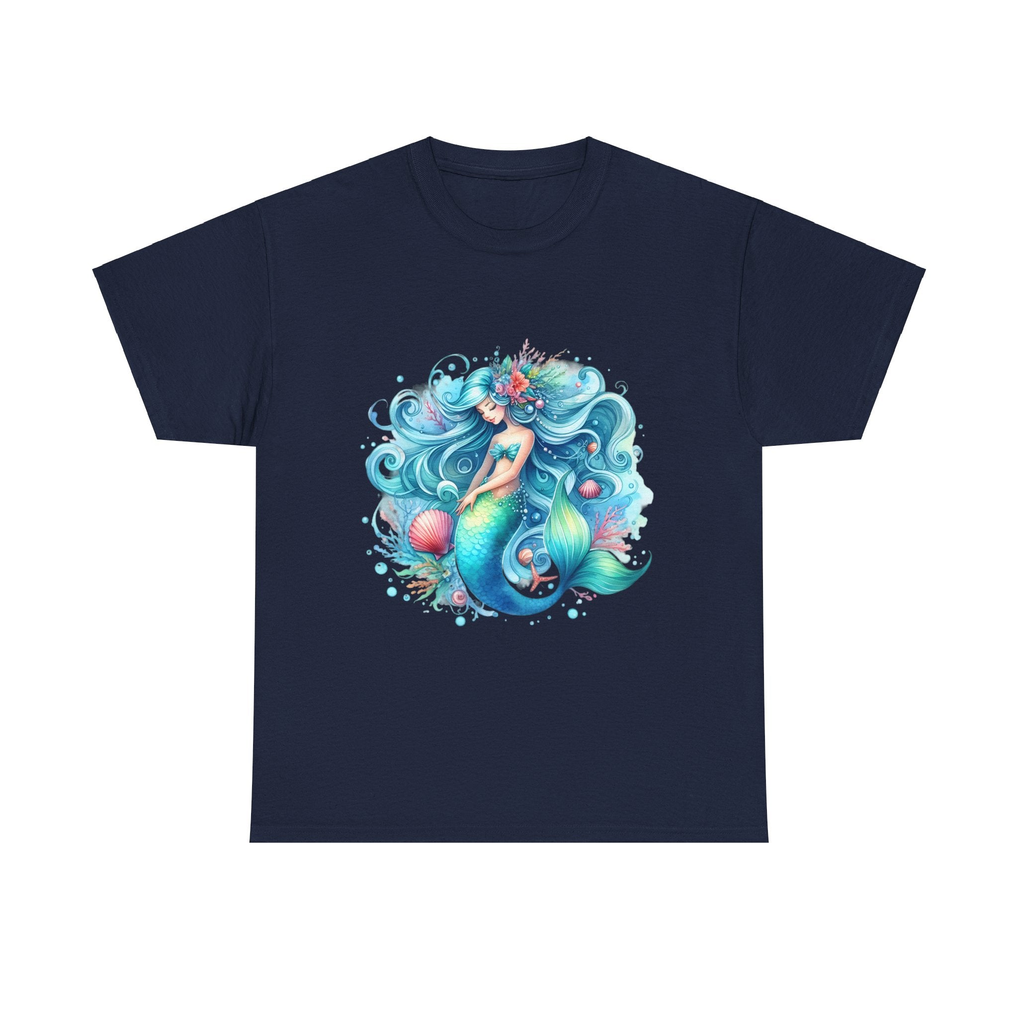 Sleepy blue mermaid Unisex Heavy Cotton Tee