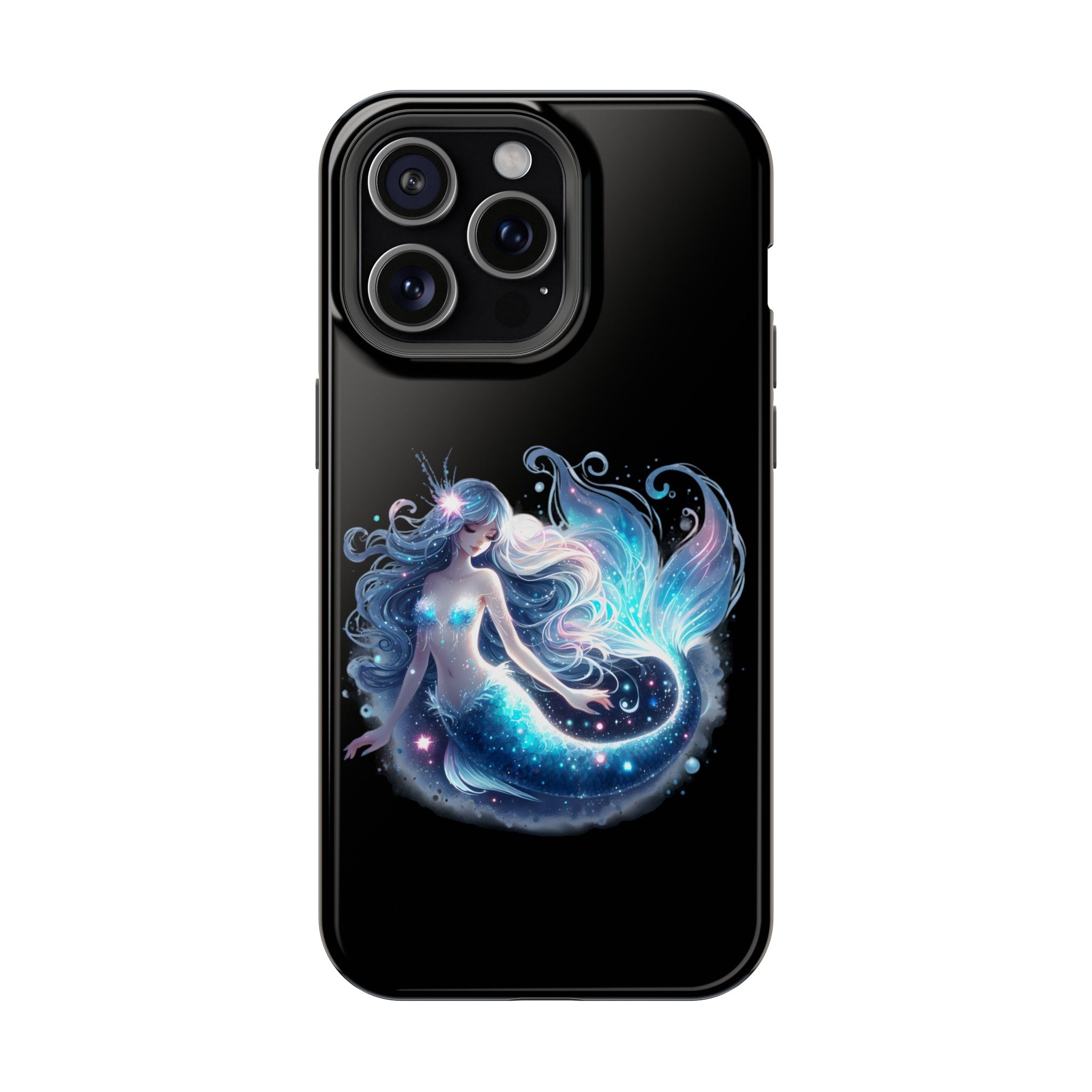 Sleepy Mermaid Black Phone Case – Matte or Glossy Finish