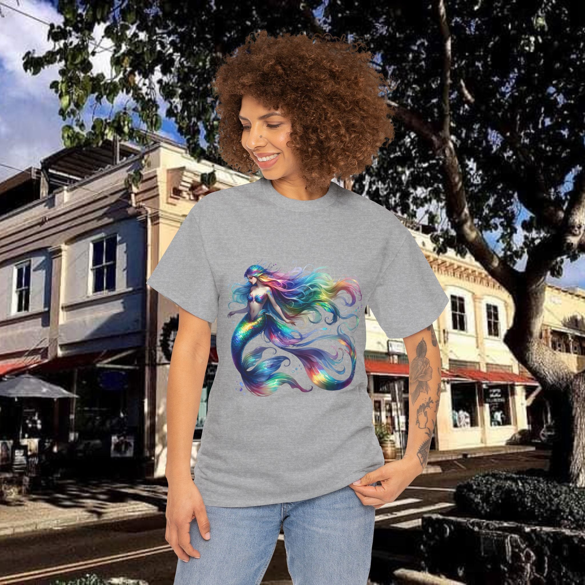 Rainbow Mermaid Heavy Cotton Tee shirt Unisex