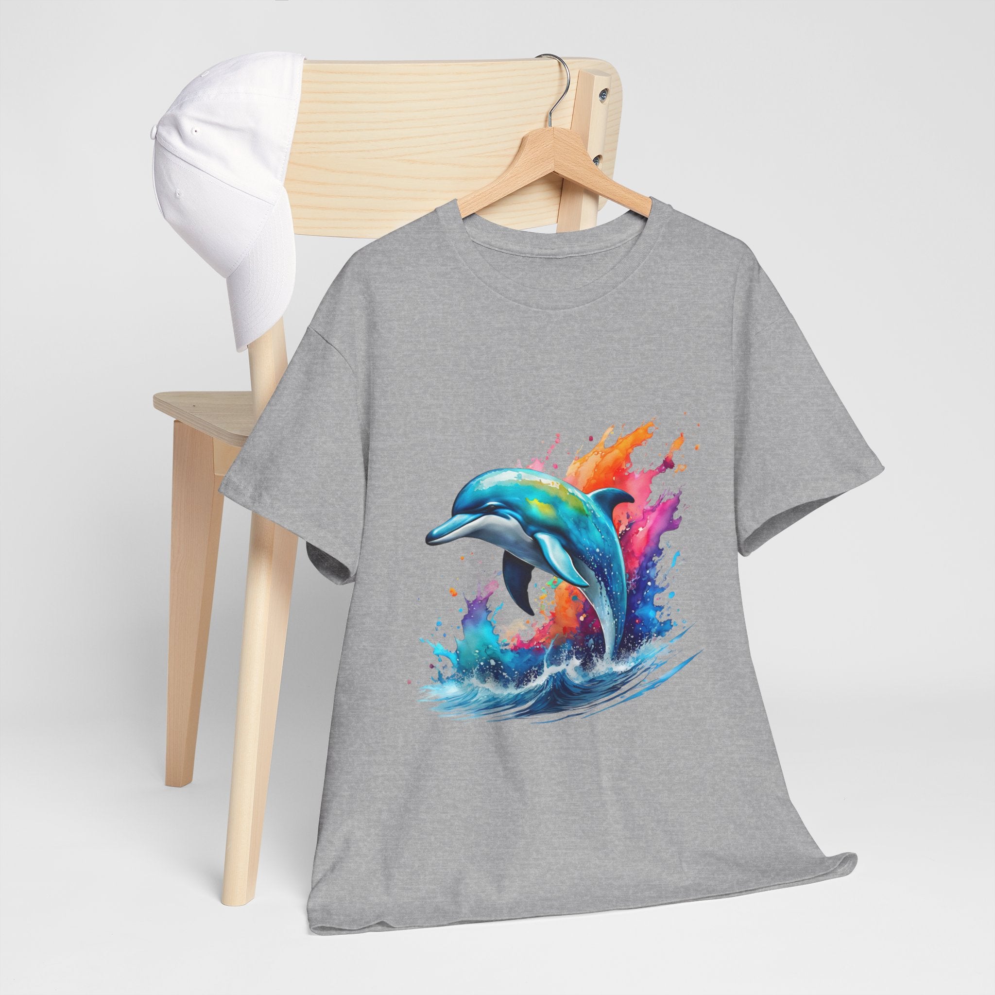 Rainbow Dolphin Heavy Cotton Tee shirt Unisex