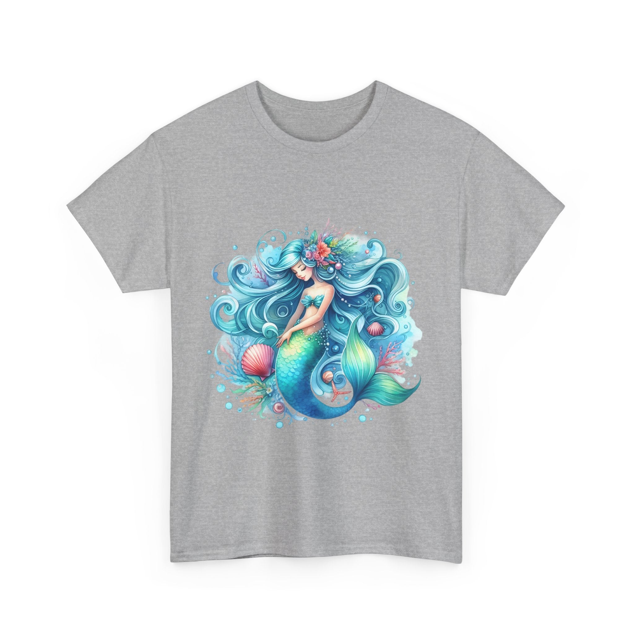 Sleepy blue mermaid Unisex Heavy Cotton Tee