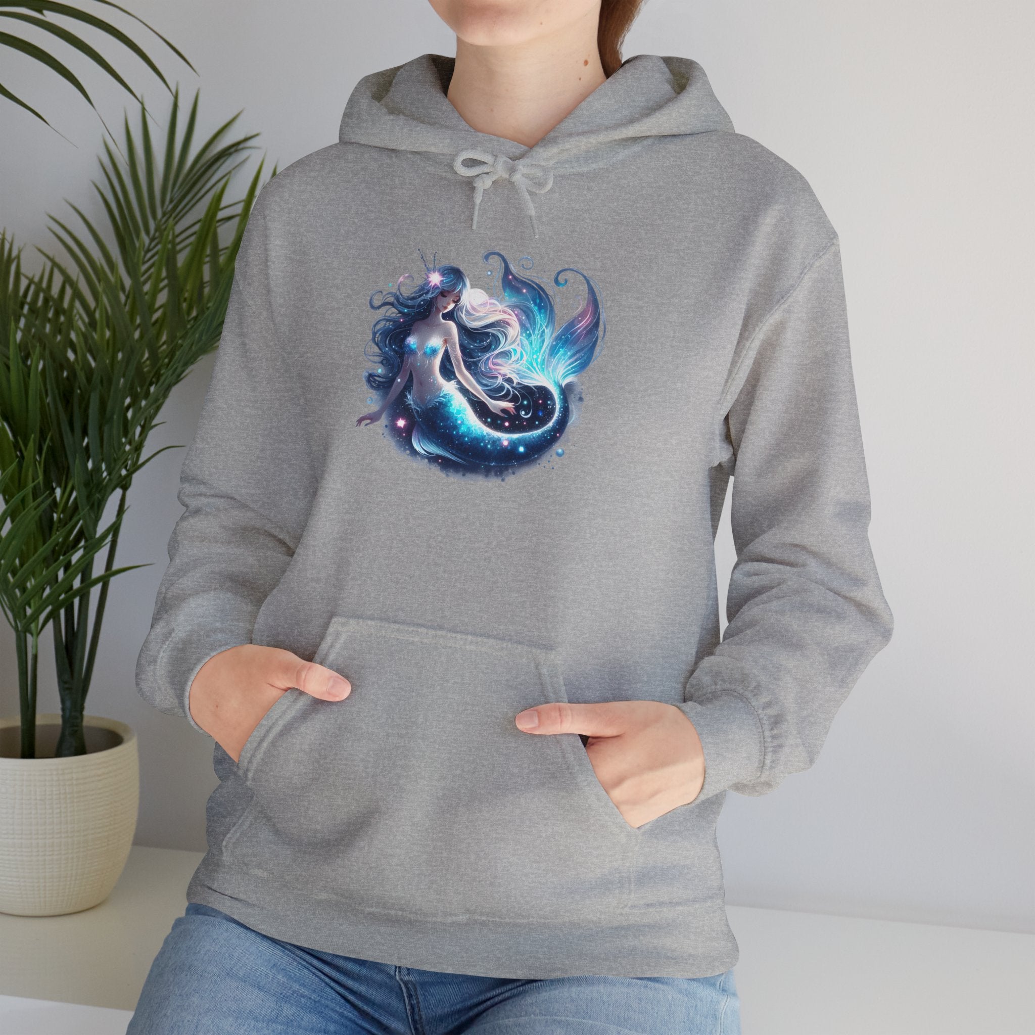 Blue Mermaid Hooded Sweatshirt Unisex Heavy Blend