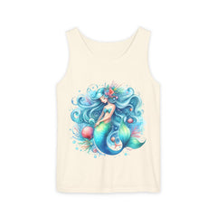 Sleeping Mermaid Black Tank Top – Unisex Garment-Dyed Comfort