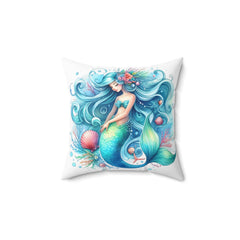 Sleepy mermaid Spun Polyester Square Pillow