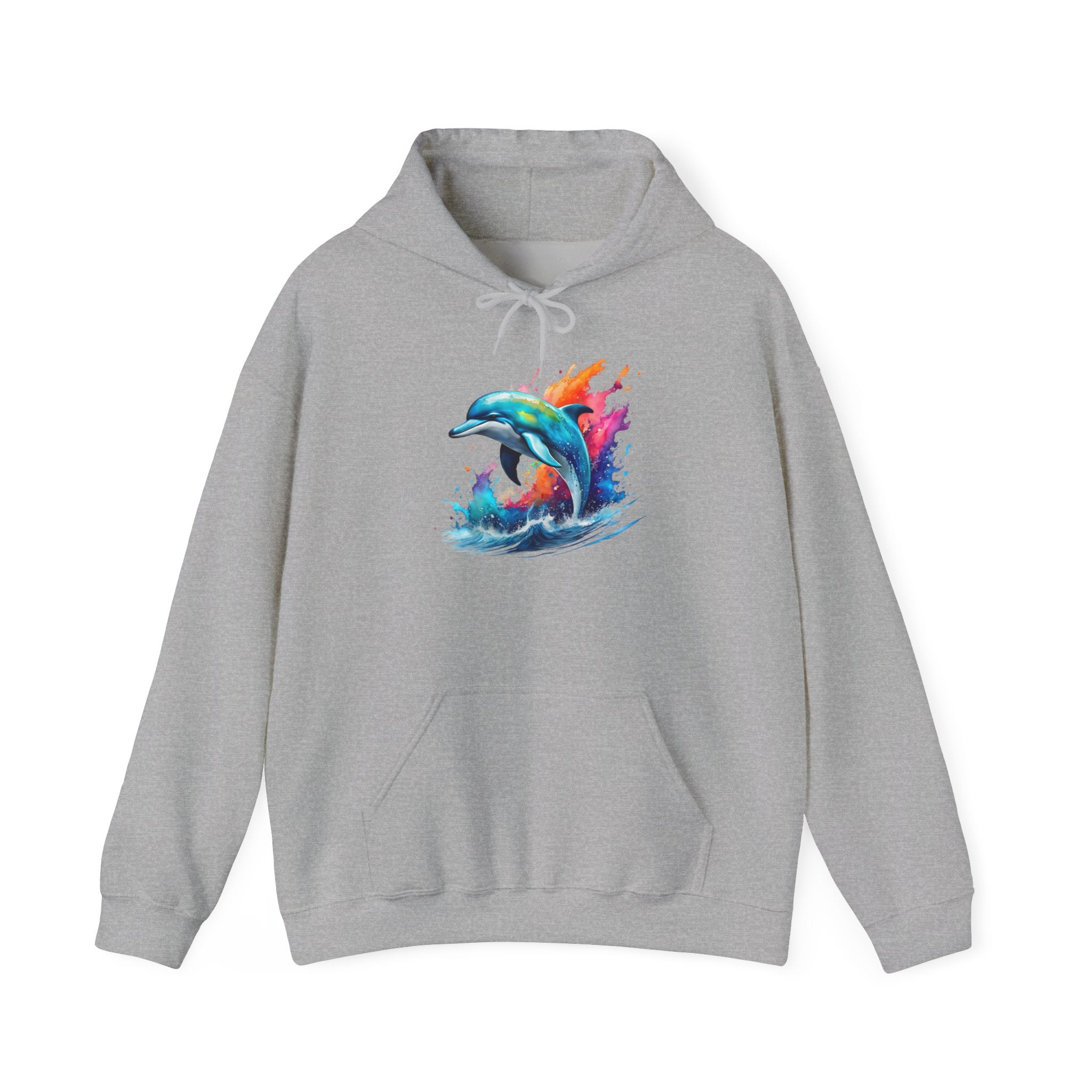 Rainbow Dolphin Hooded Sweatshirt Unisex Heavy Blend