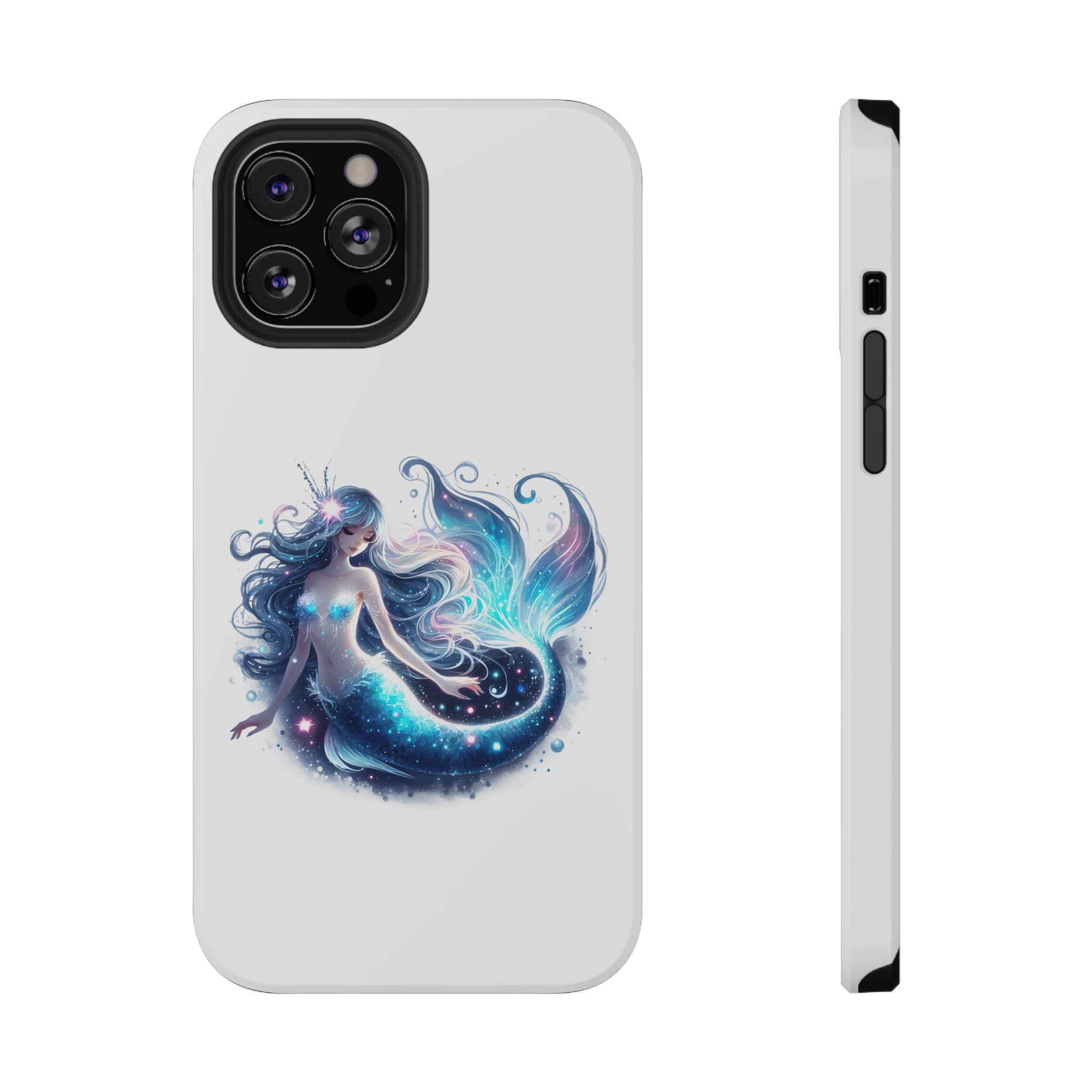 Sleepy Mermaid White Phone Case – Dual-Layer Protection