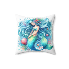 Sleepy mermaid Spun Polyester Square Pillow