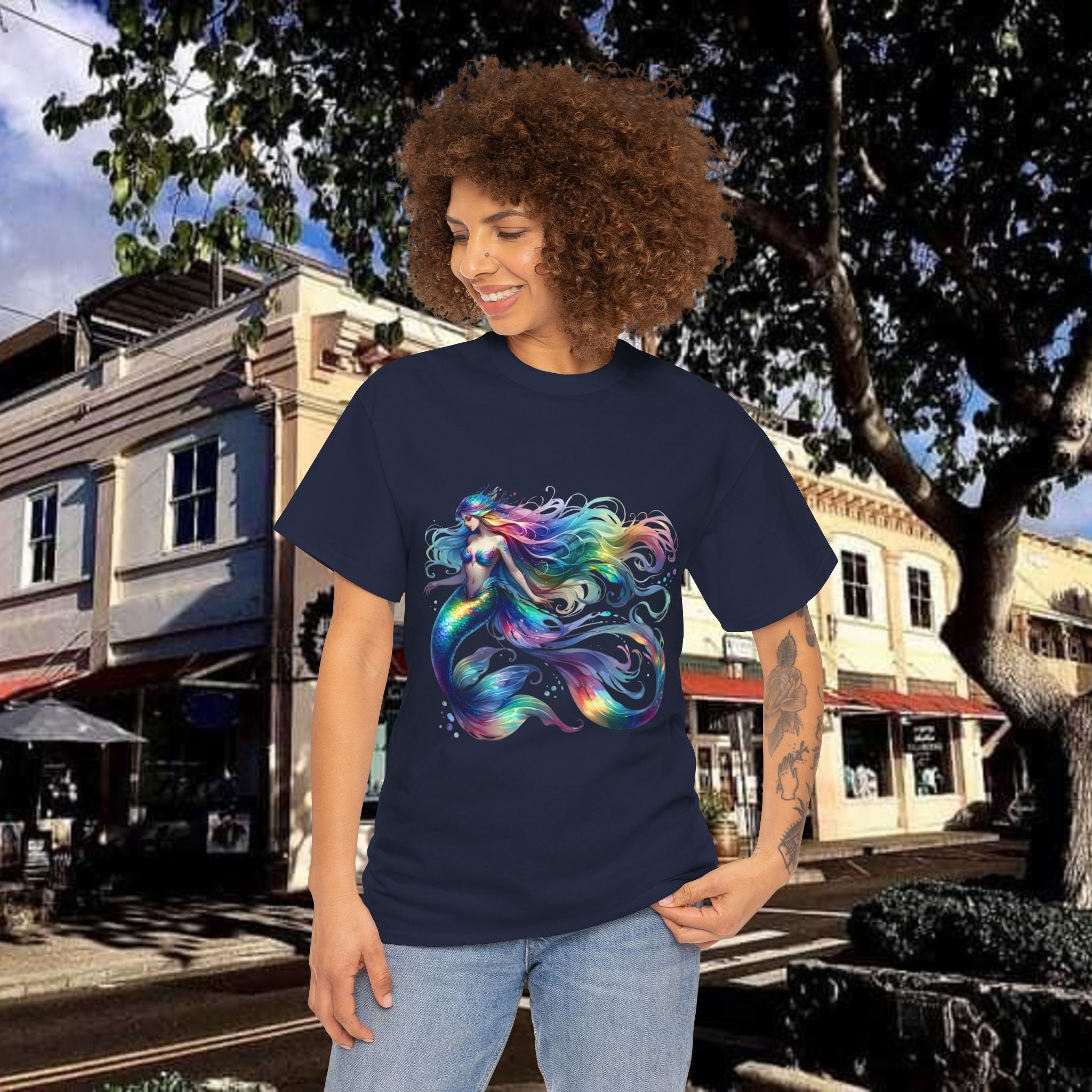 Rainbow Mermaid Heavy Cotton Tee shirt Unisex