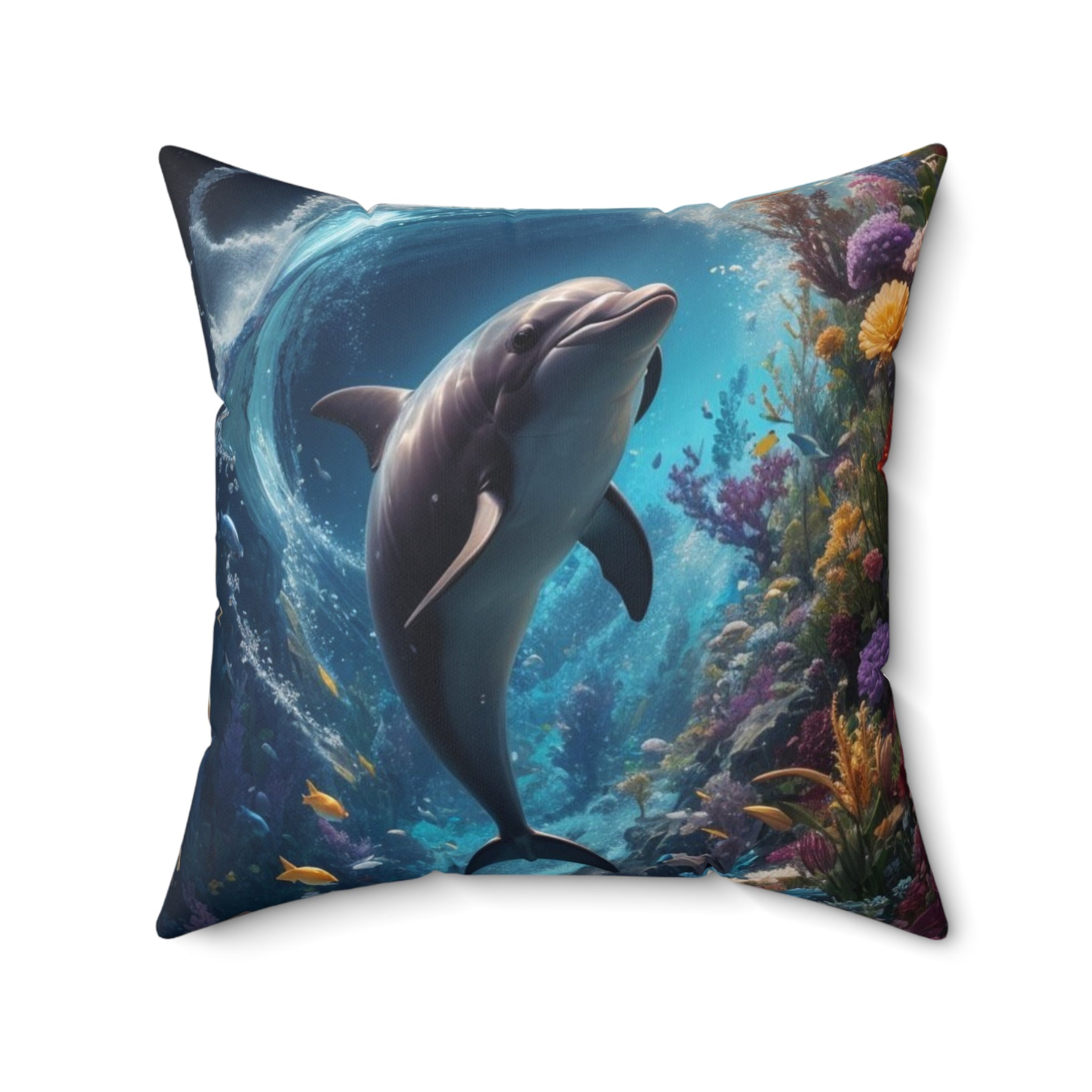 Ocean dolphin Spun Polyester Square Pillow