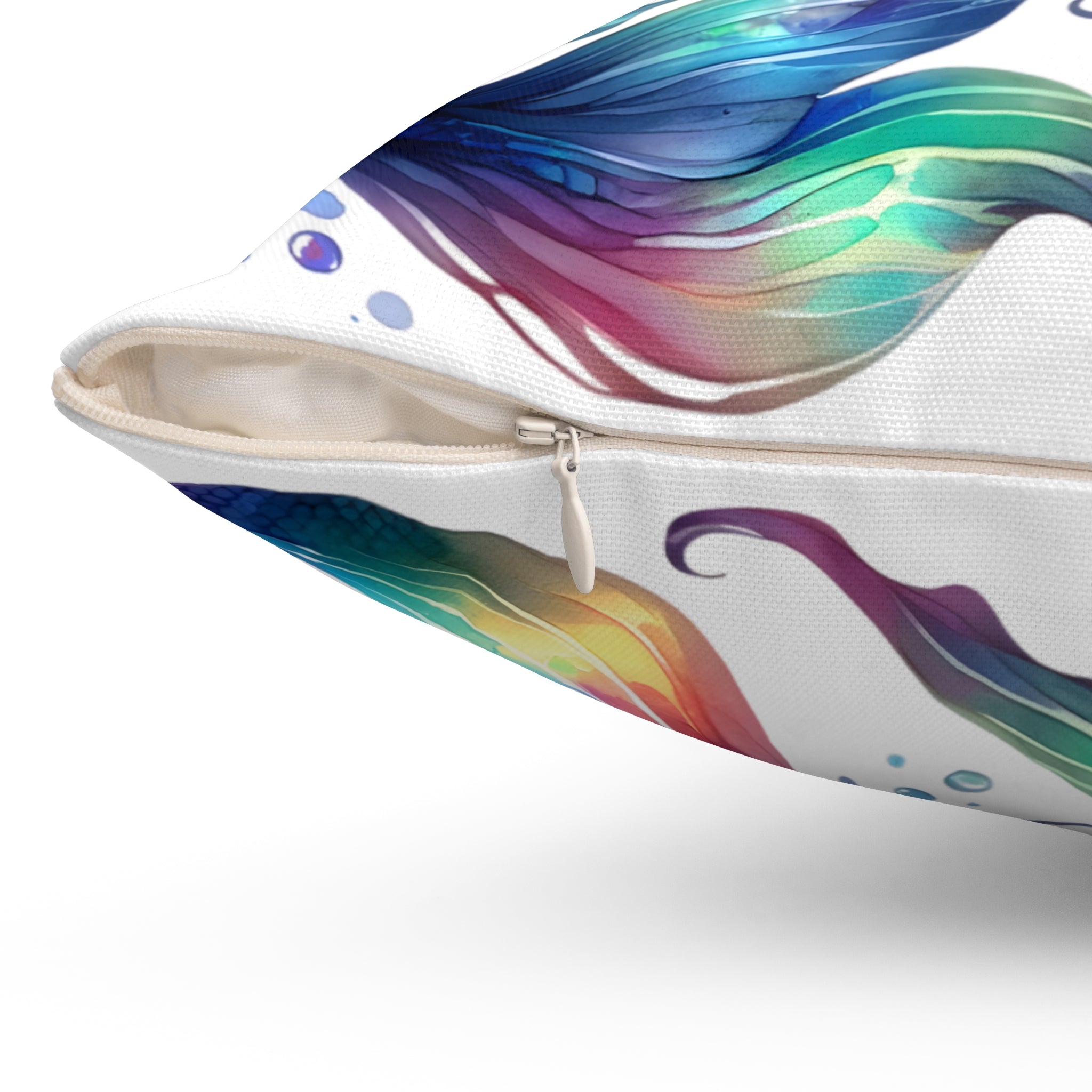 Rainbow dolphin spun Polyester Square Pillow