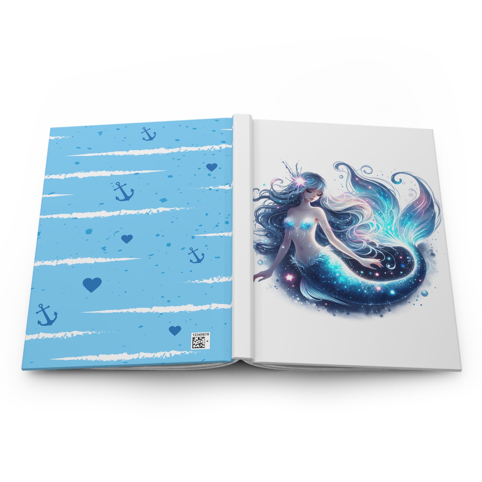 Blue Neon Mermaid Hardcover Journal