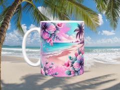 Tropical Paradise Beach Ceramic Mug, (11oz, 15oz)