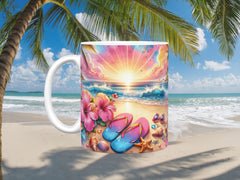 Stunning Beach Sunset Ceramic Mug, (11oz, 15oz)