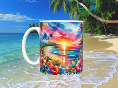 Sunset Paradise Beach Ceramic Mug, (11oz, 15oz)