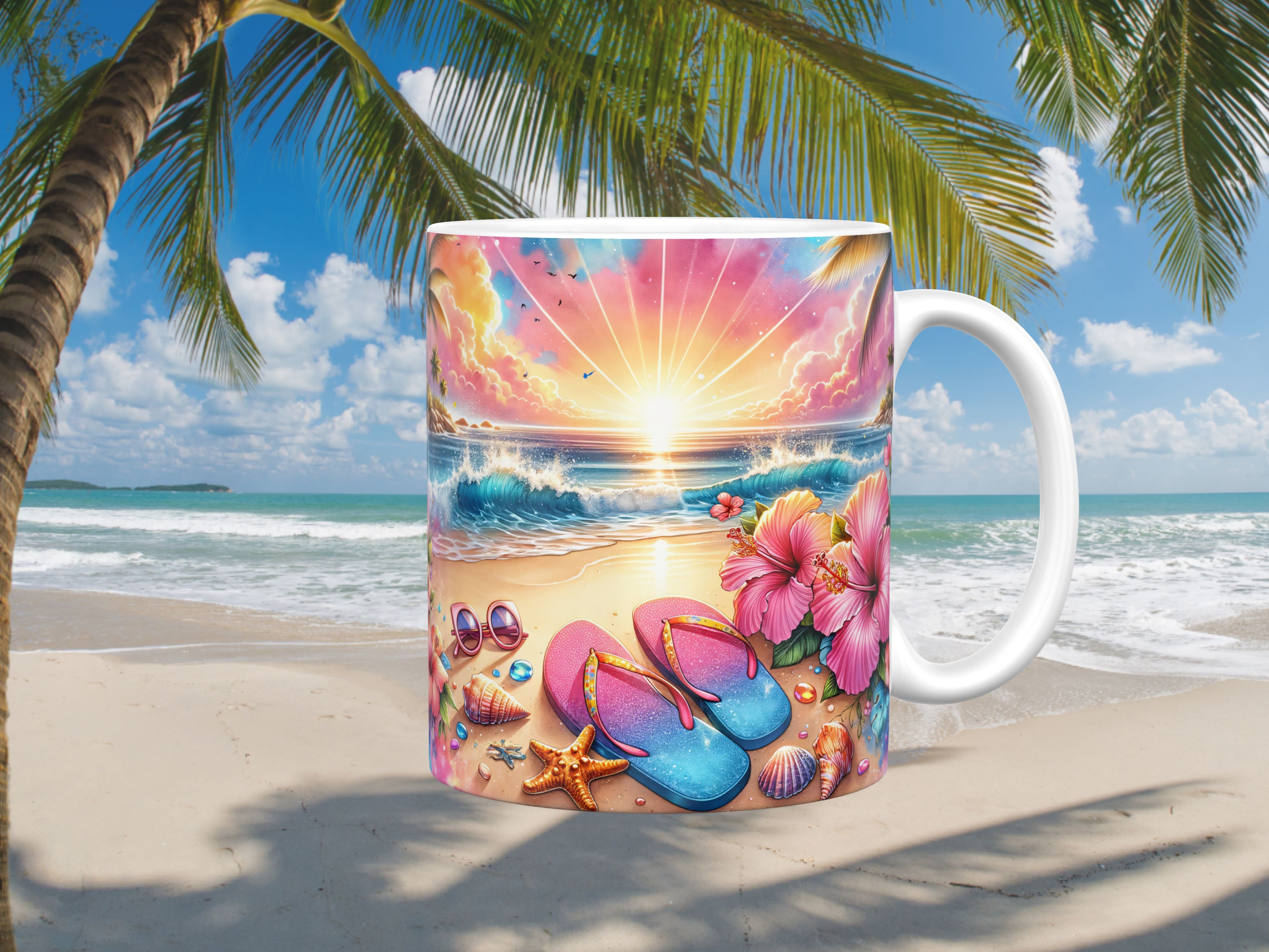 Stunning Beach Sunset Ceramic Mug, (11oz, 15oz)