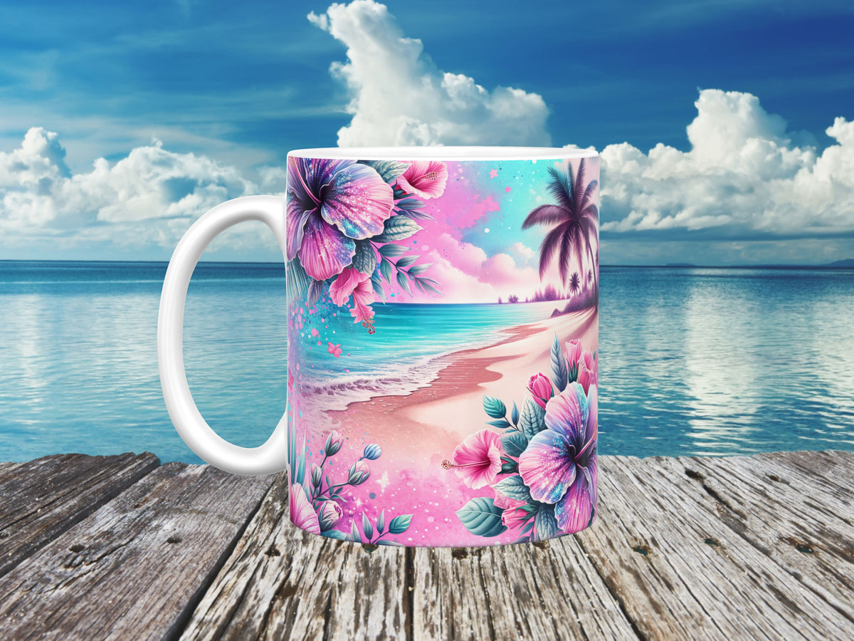 Tropical Paradise Beach Ceramic Mug, (11oz, 15oz)