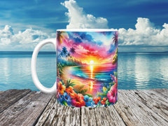 Sunset Paradise Beach Ceramic Mug, (11oz, 15oz)