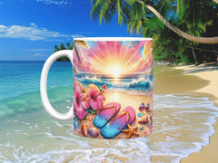 Stunning Beach Sunset Ceramic Mug, (11oz, 15oz)