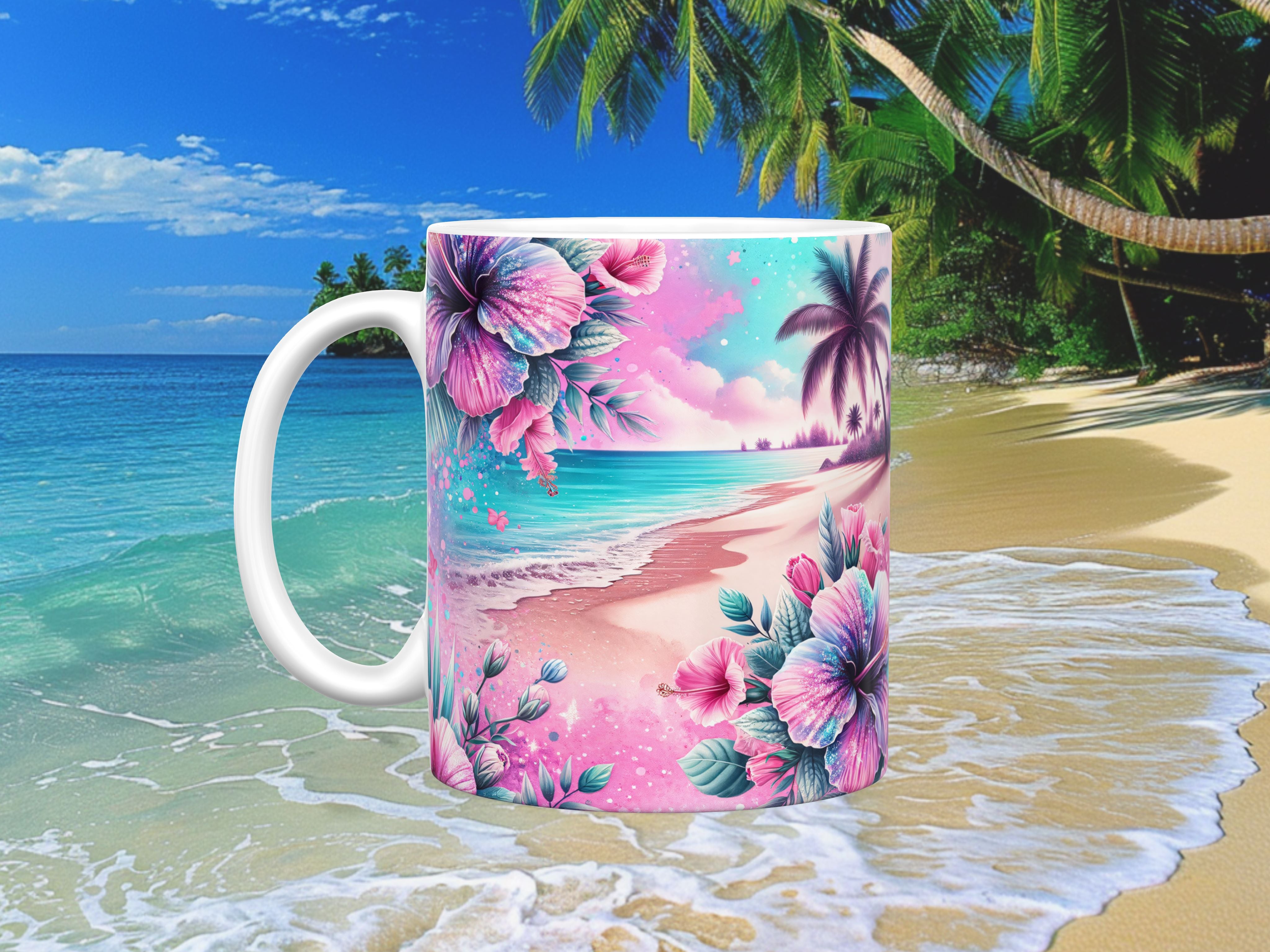 Tropical Paradise Beach Ceramic Mug, (11oz, 15oz)