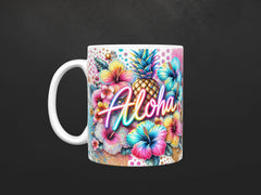 Bright Flowers Fruits Aloha Ceramic Mug, (11oz, 15oz)