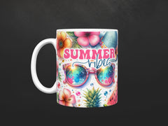 Summer Vibes Floral Print Ceramic Mug, (11oz, 15oz)